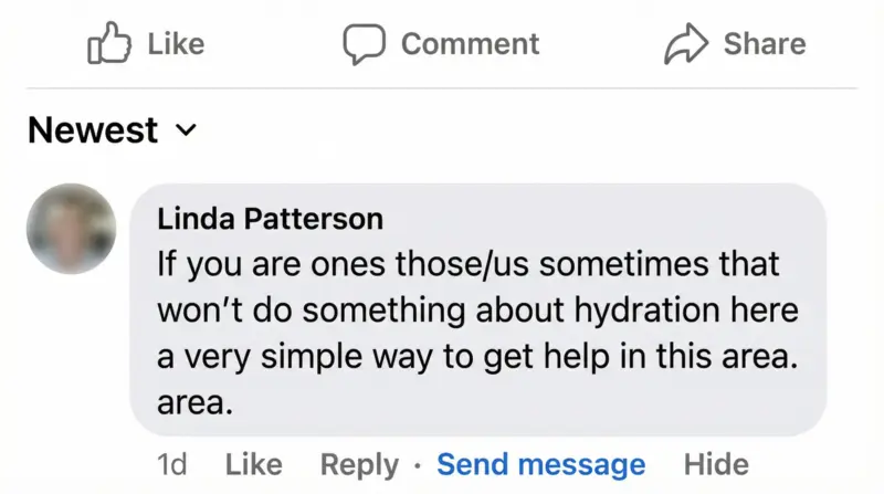 Linda Patterson Facebook comment: A very simple way to get help with hydration